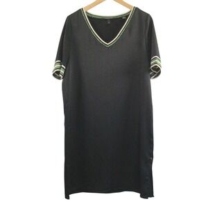 Scotch & Soda Women's V Neck Varsity Short Sleeve Tshirt Dress sz S Black Sporty